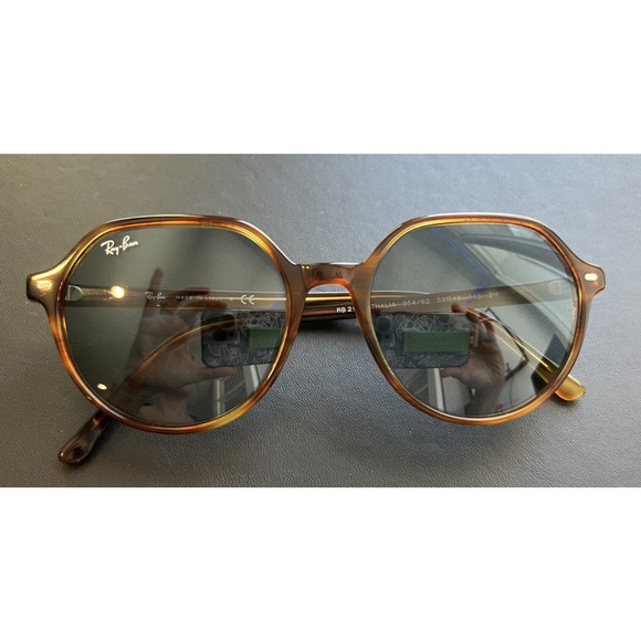 UNISEX Ray Ban Sunglasses RB 2195 Thalia 53 18 Polished Havana Blue Lenses - Picture 5 of 12